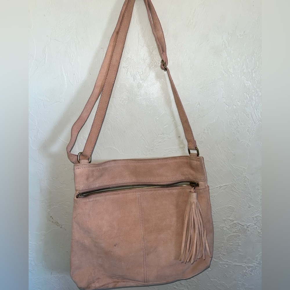 Margot pink suede crossbody bag